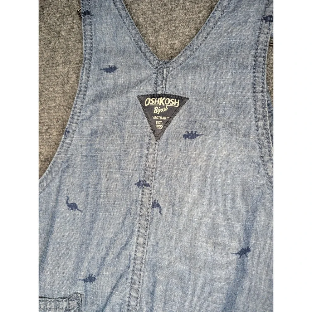 Oshkosh Bgosh Toddler‎ Kids 4T Overalls Blue Dinosaur Print Adjustable Legs